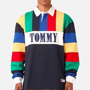 TOMMY JEANS INTERNATIONAL GAMES MULTICOLOUR RUGBY SHIRT  100% Cotton/Regular fit